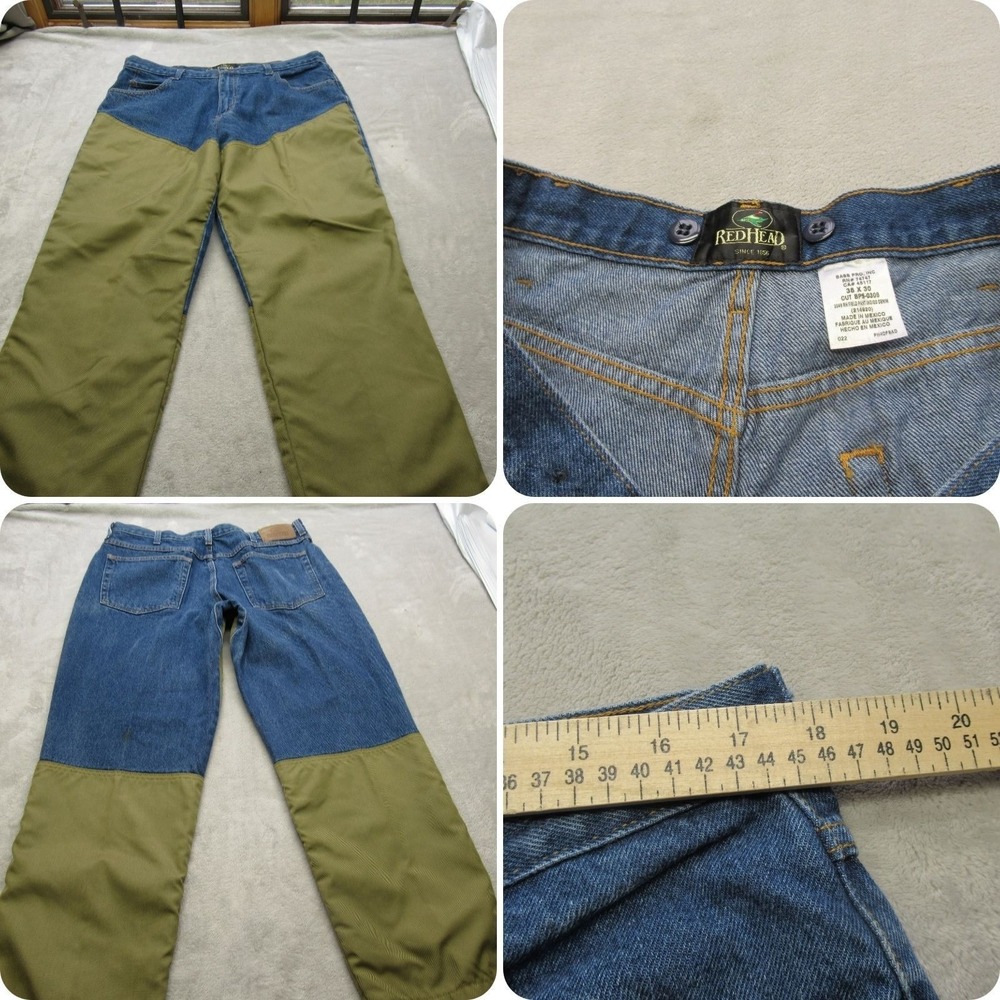 Red Head Jeans Mens 35x30 Indigo Denim Zip Fly Brush Field Relax Wide Leg Rugged